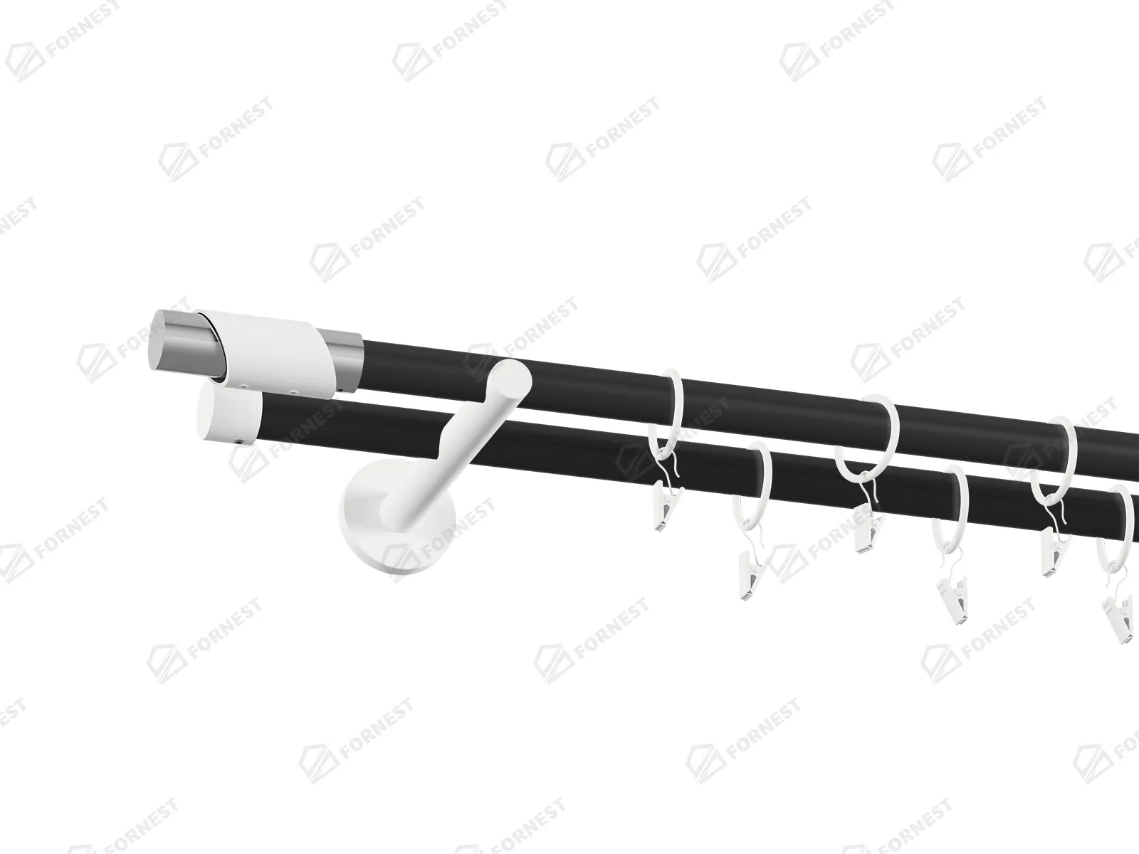 Garniža 19x19mm obyčajná tyč - 2rady - PARIS - čierno biela