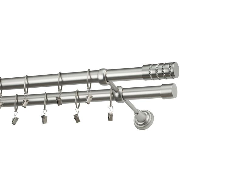 Garniža 25x25mm - 2rady - CYLINDER CRYSTAL - satin