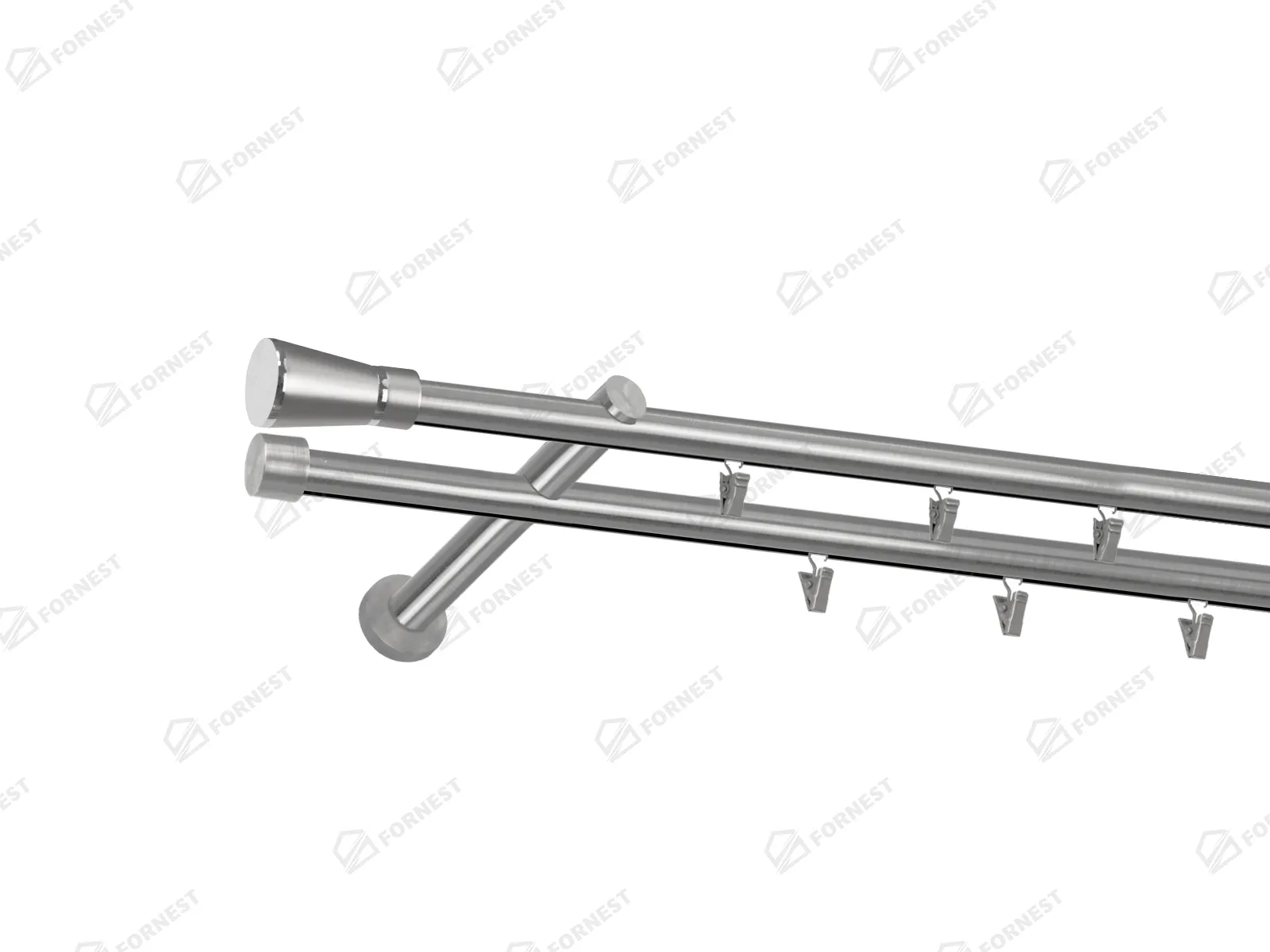 Garniža 19x19mm - drážková tyč - 2rady - QUADRO - satin