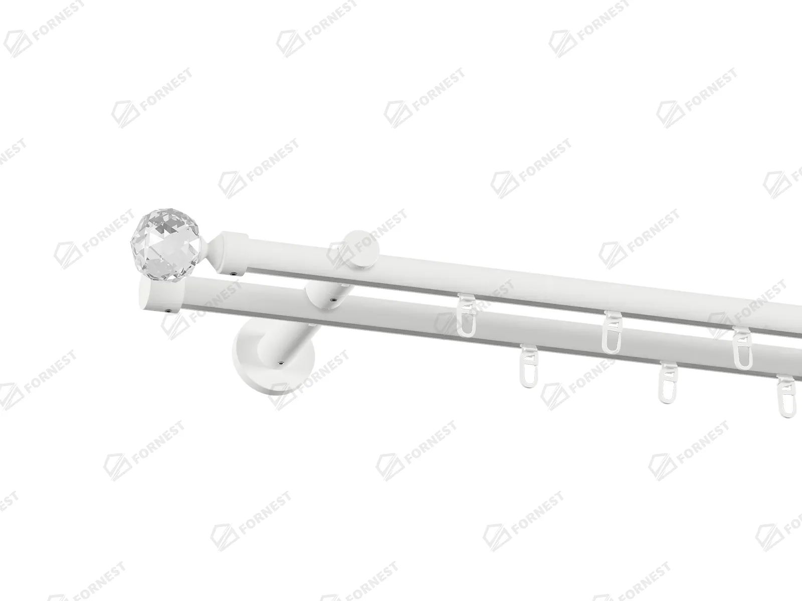 Garniža 19x19mm drážková tyč - 2rady - GUĽA CRYSTAL - biela