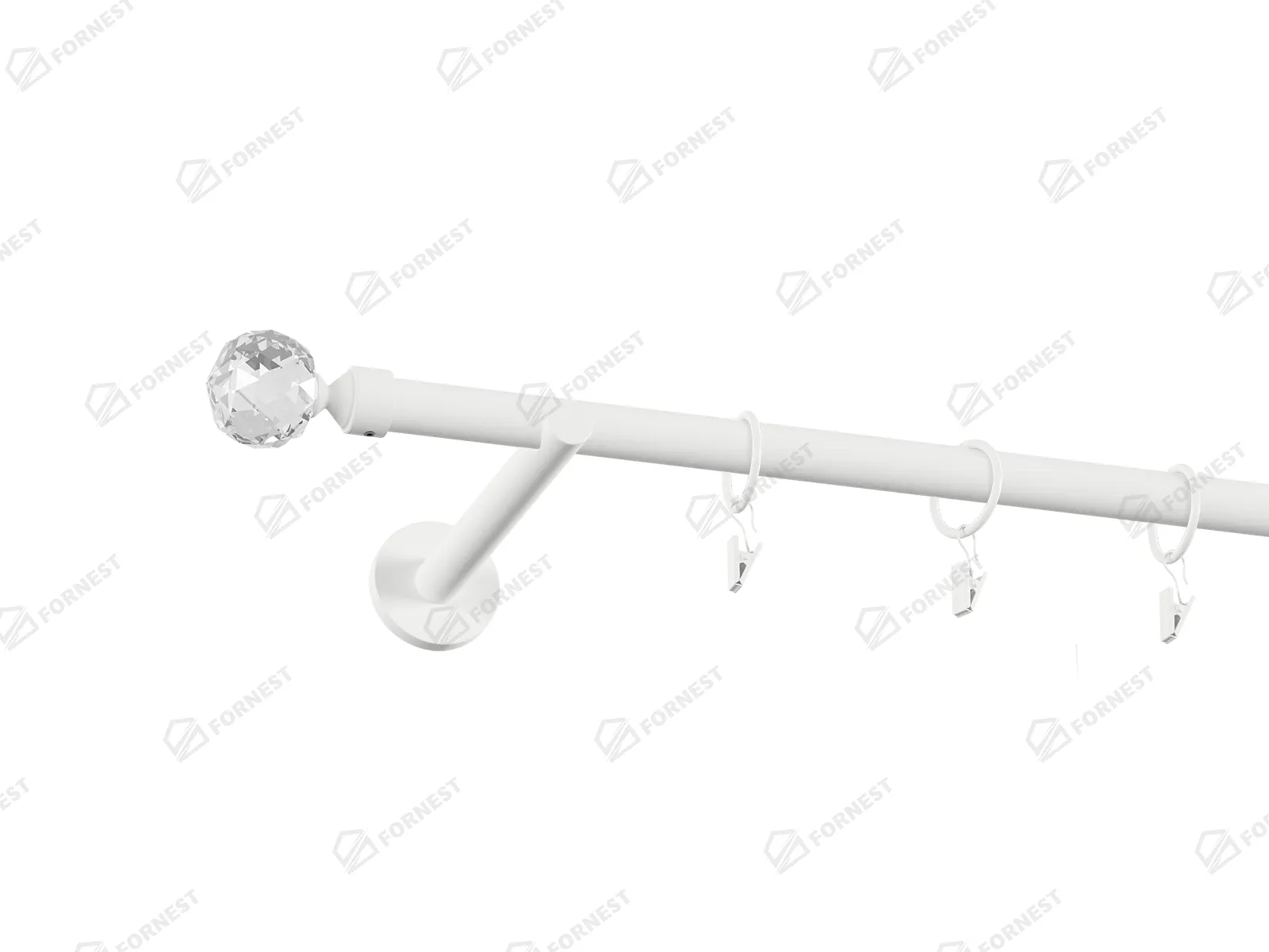 Garniža 19mm obyčajná tyč - 1rad - GUĽA CRYSTAL - biela