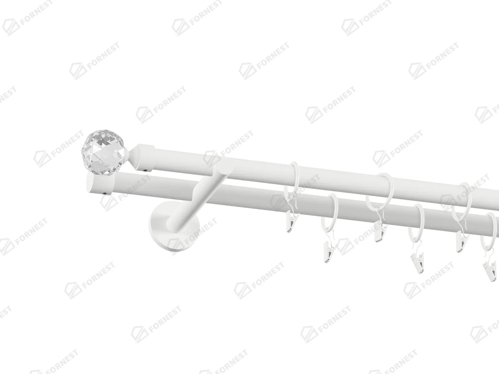 Garniža 19x19mm obyčajná tyč - 2rady - GUĽA CRYSTAL - biela