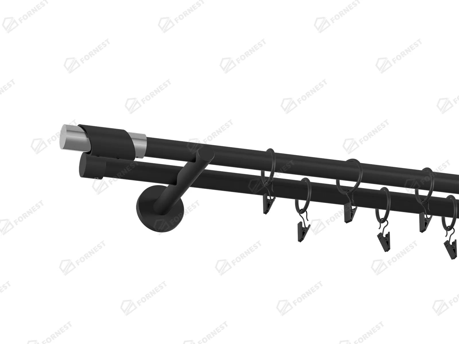 Garniža 19x19mm obyčajná tyč - 2rady - PARIS - čierna