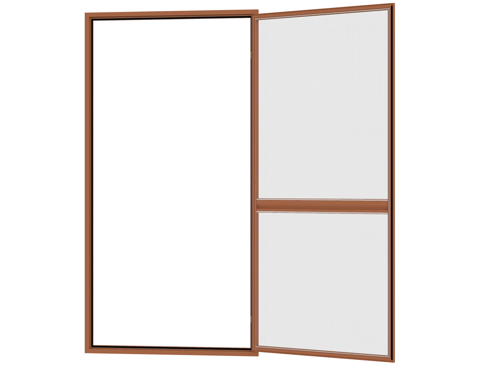 Sieťky na DVERE- pántové v ráme SMART - HNEDÁ - s priečkou