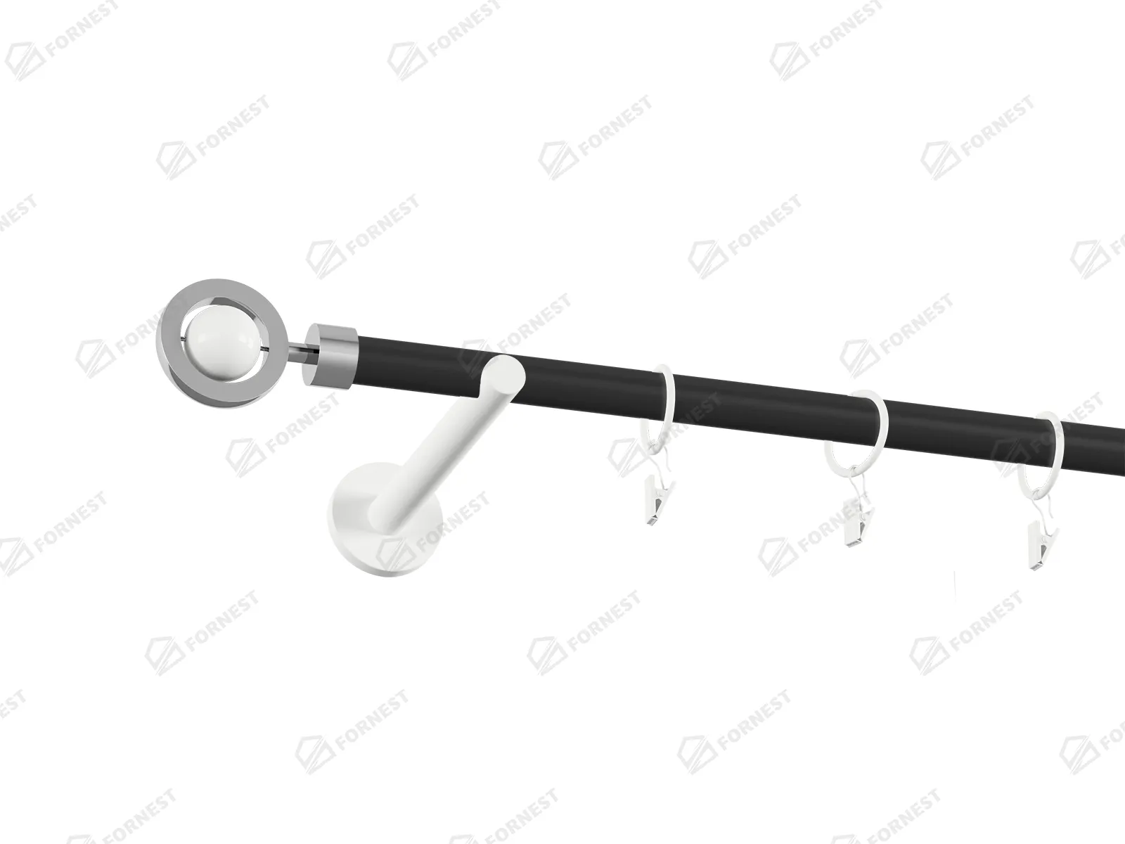 Garniža 19mm obyčajná tyč - 1rad - SFERA - čierno biela