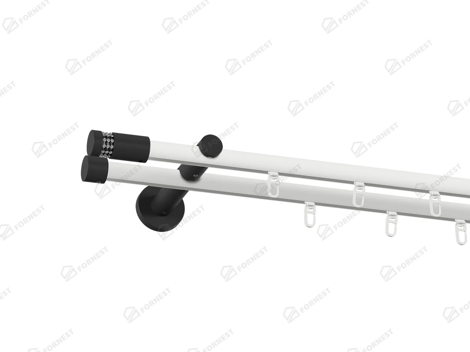 Garniža 19x19mm drážková tyč - 2rady - CYLINDER CRYSTAL - bielo čierna