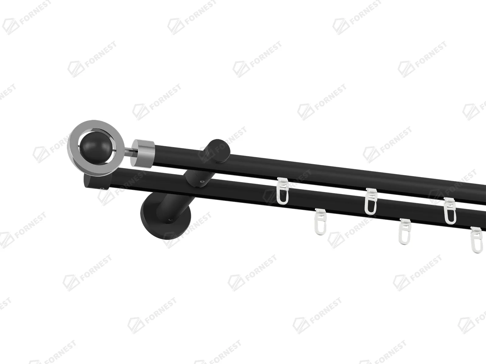 Garniža 19x19mm drážková tyč - 2rady - SFERA - čierna