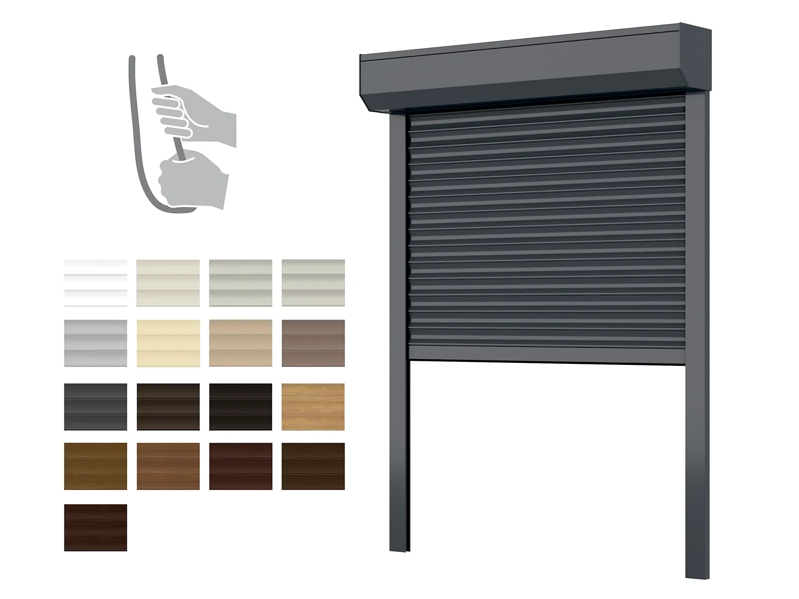 Hliníkové rolety BOX 205mm - výška do 2900 mm - RUČNÉ OVLÁDANIE