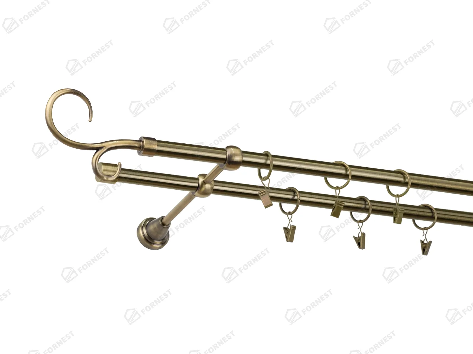 Garniža 16x16mm - 2rady - HÁK DVOJITÝ - antik