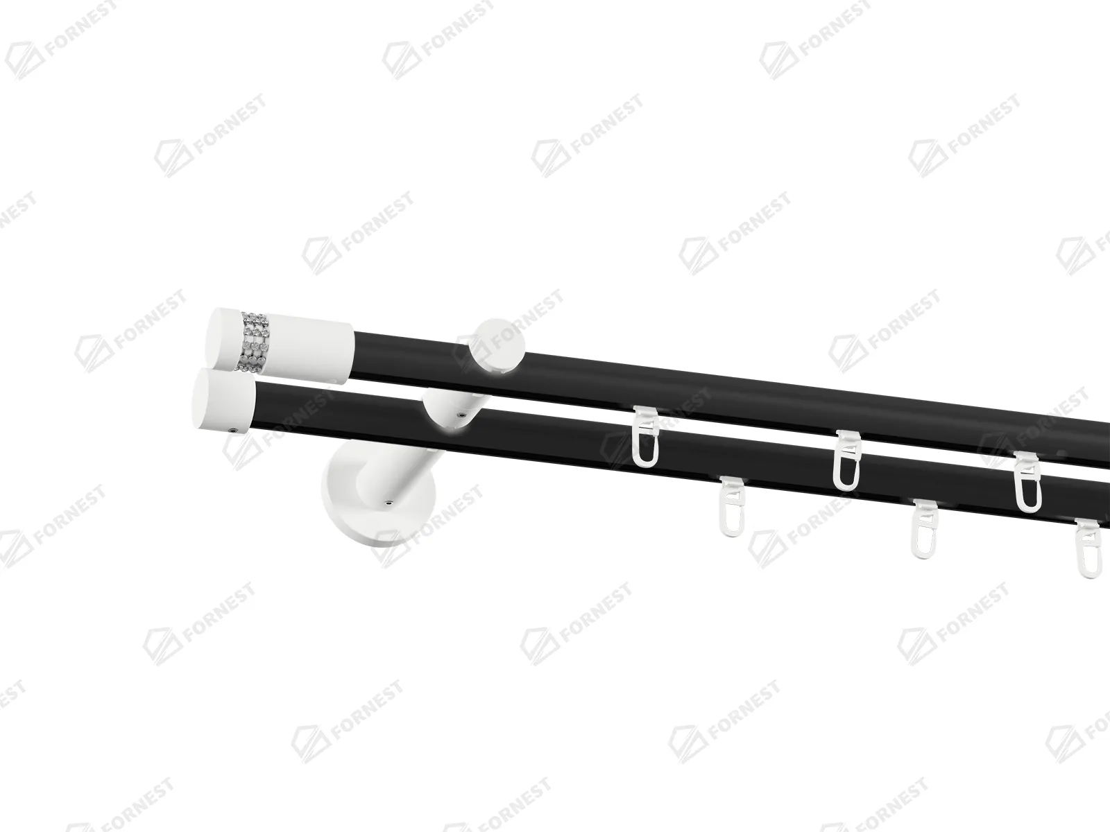 Garniža 19x19mm drážková tyč - 2rady - CYLINDER CRYSTAL - čierno biela