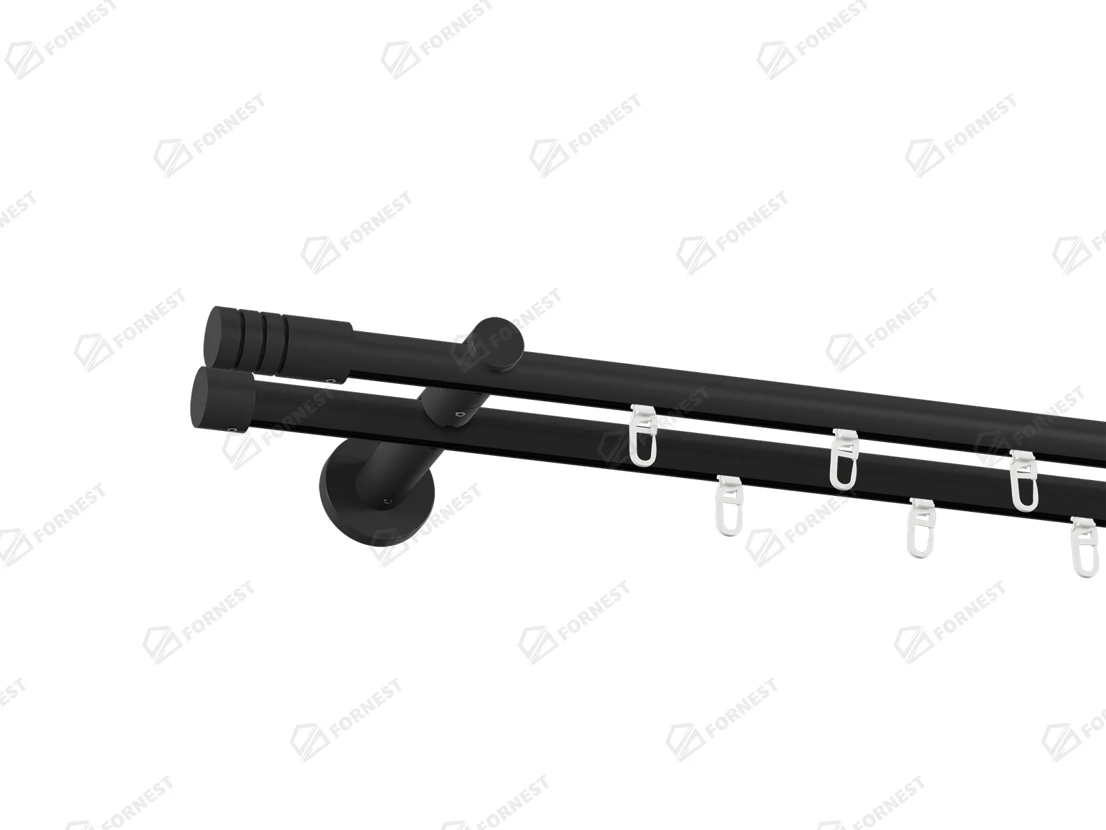 Garniža 19x19mm drážková tyč - 2rady - TECHNO - čierna