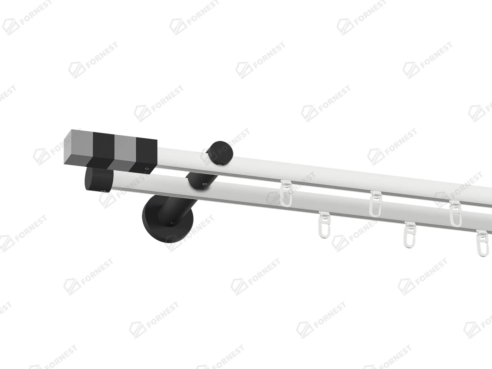 Garniža 19x19mm drážková tyč - 2rady - KVADRAT - bielo čierna