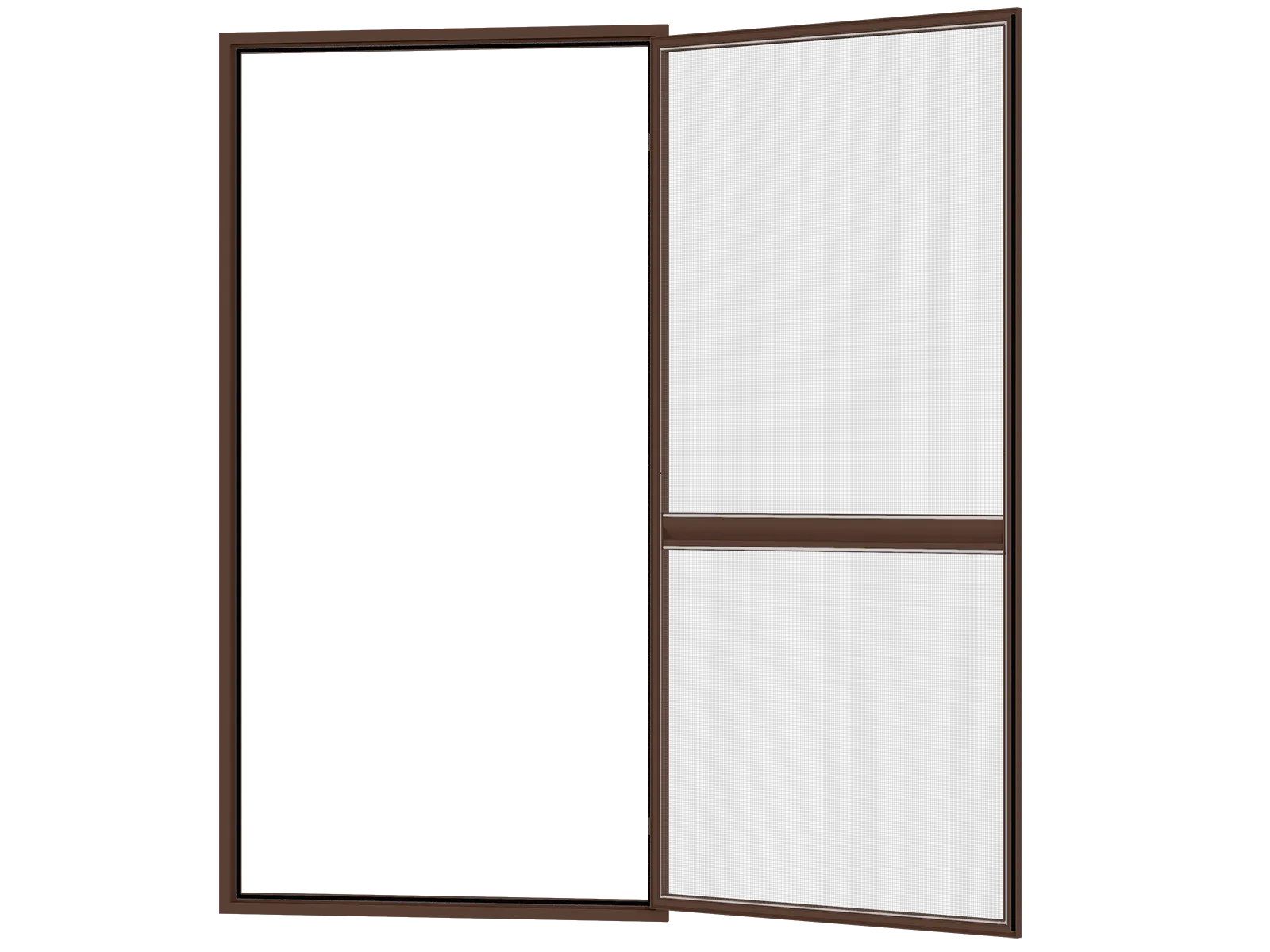 Sieťky na DVERE- pántové v ráme SMART - TMAVOHNEDÁ - s priečkou