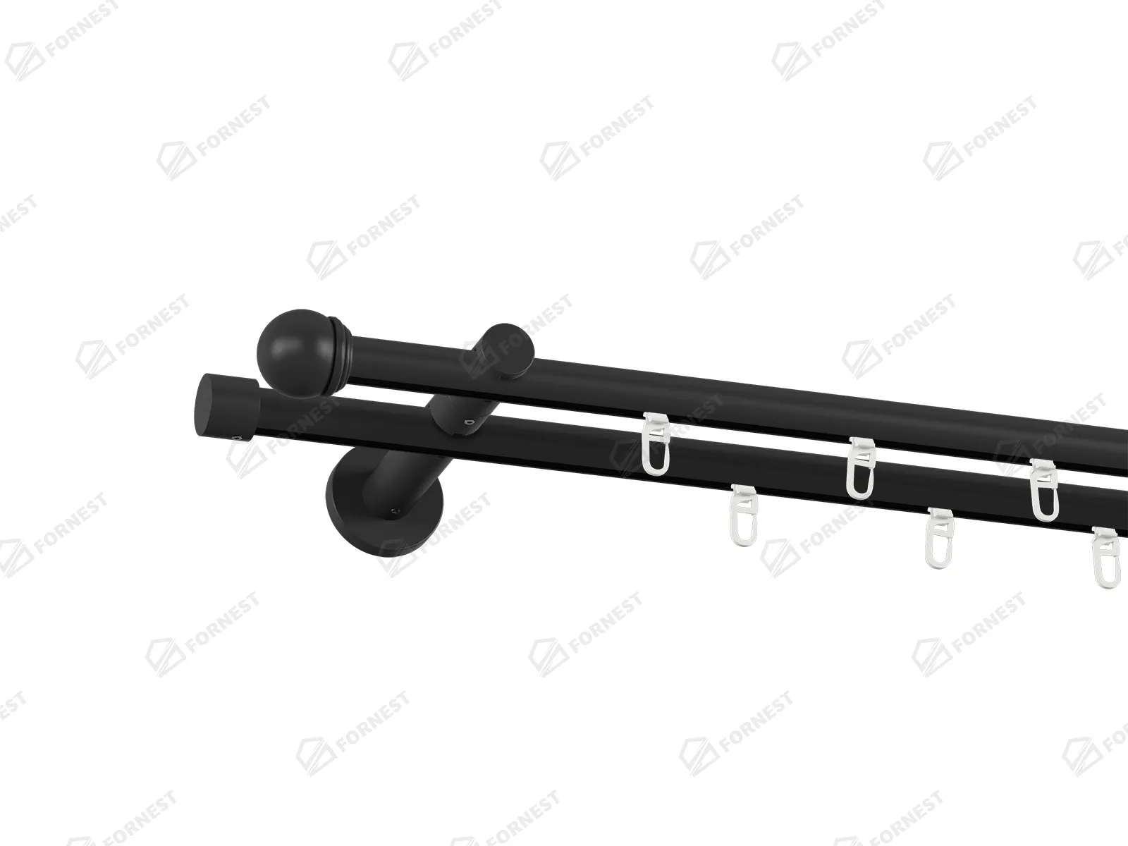 Garniža 19x19mm drážková tyč - 2rady - TODI MAX - čierna