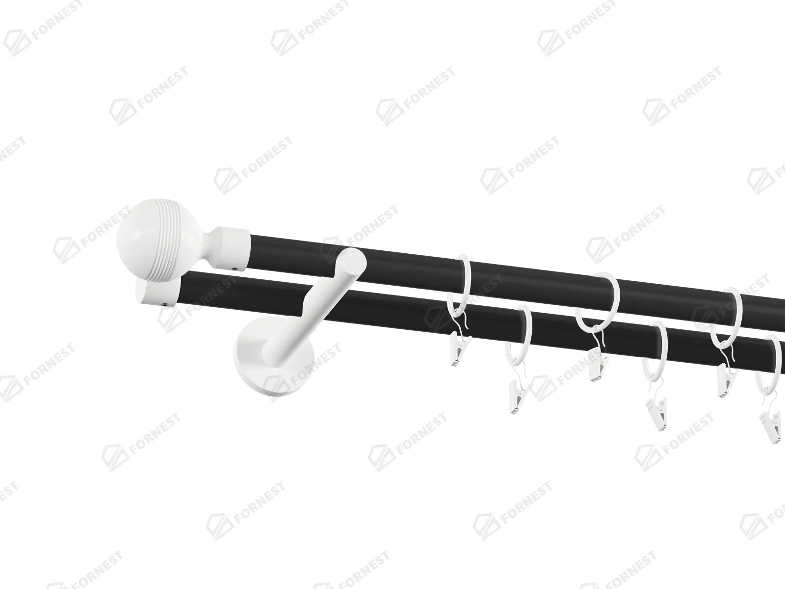 Garniža 19x19mm obyčajná tyč - 2rady - GABI - čierno biela