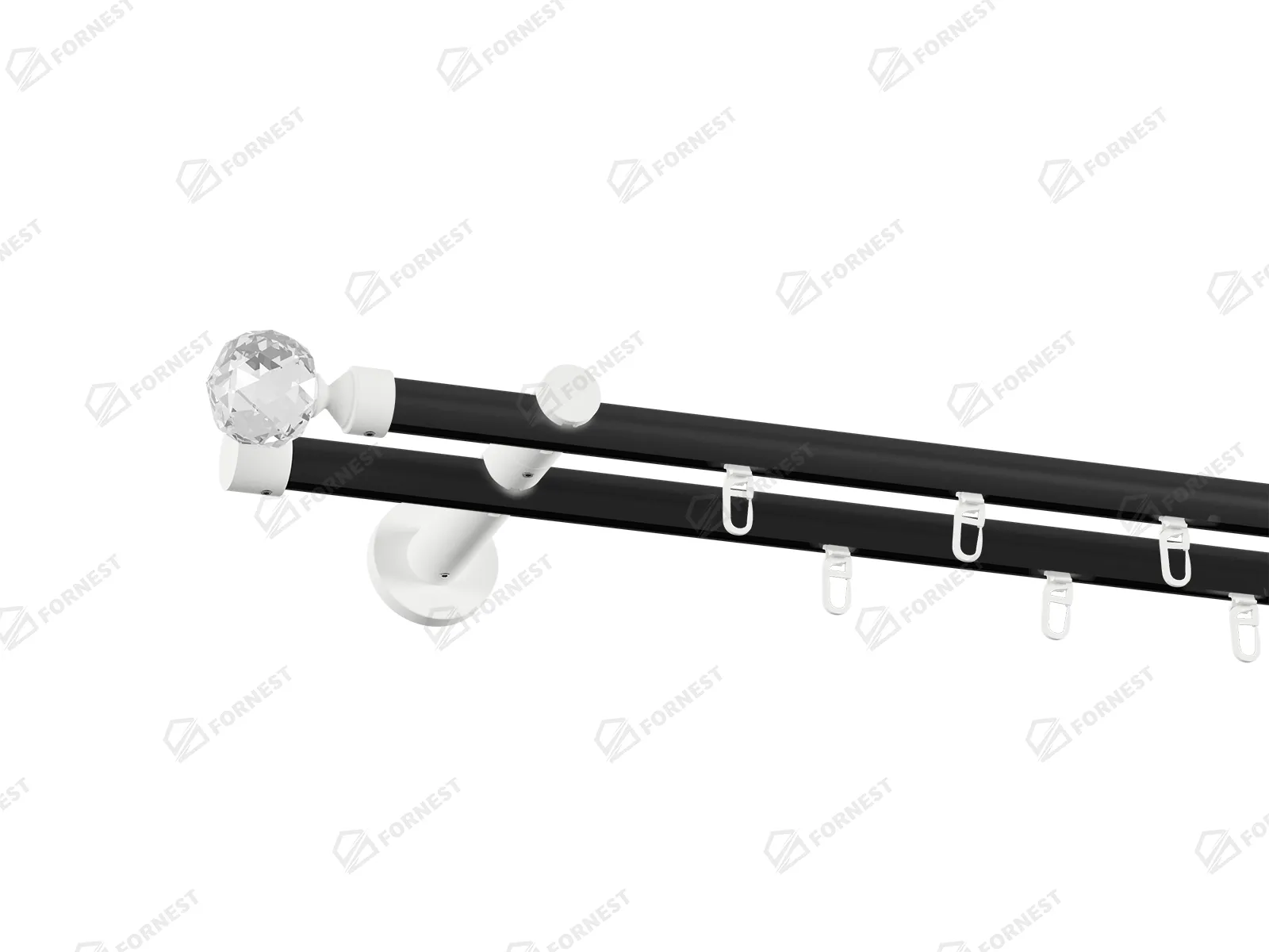 Garniža 19x19mm drážková tyč - 2rady - GUĽA CRYSTAL - čierno biela