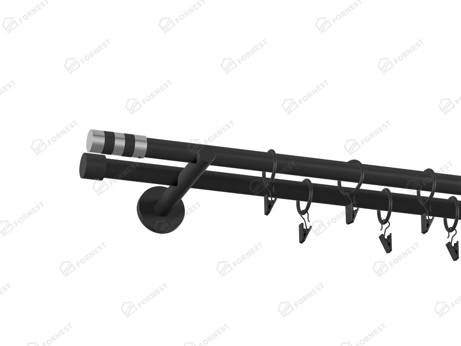 Garniža 19x19mm obyčajná tyč - 2rady - VALEC - čierna