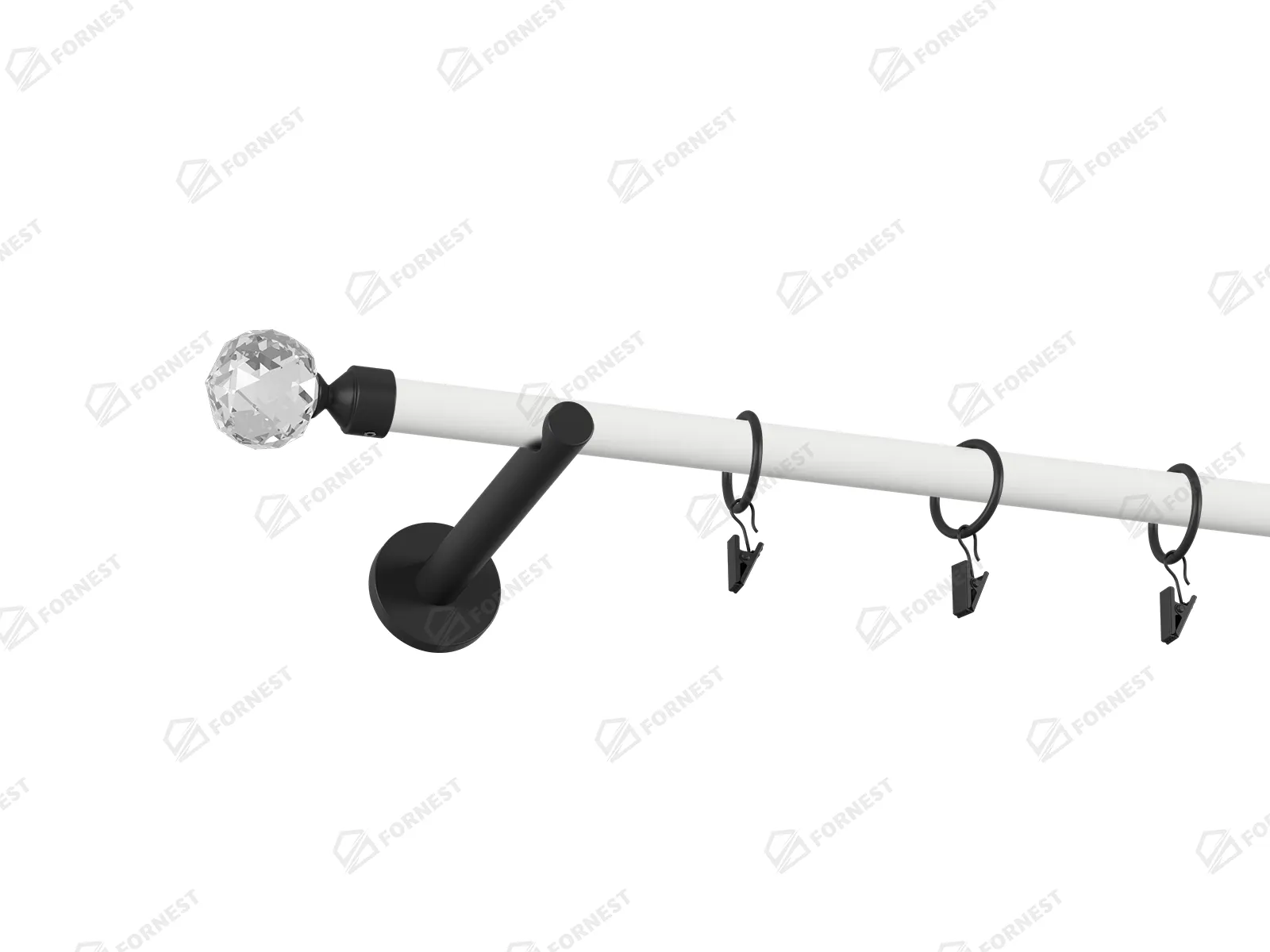 Garniža 19mm obyčajná tyč - 1rad - GUĽA CRYSTAL - bielo čierna