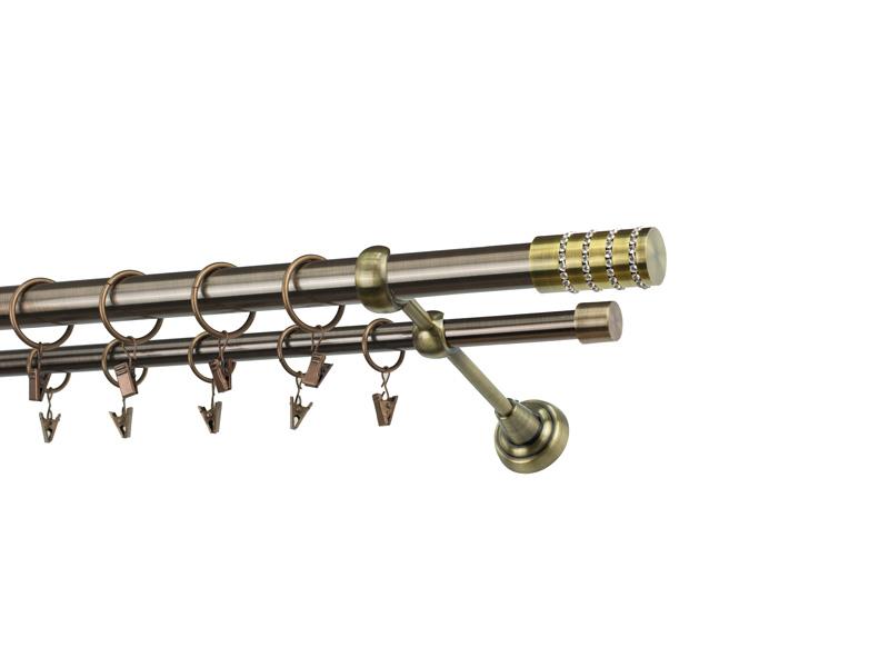 Garniža 25x16mm - 2rady - CYLINDER CRYSTAL - antik