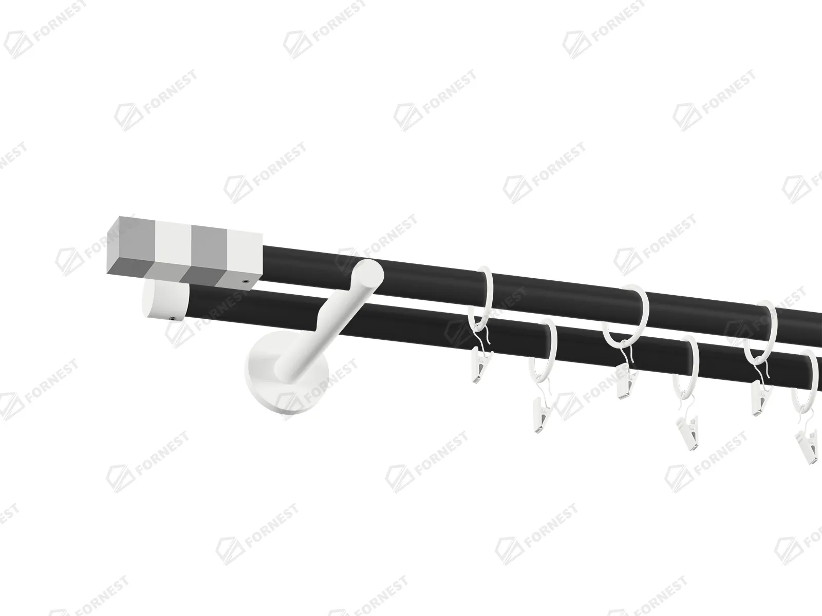 Garniža 19x19mm obyčajná tyč - 2rady - KVADRAT - čierno biela