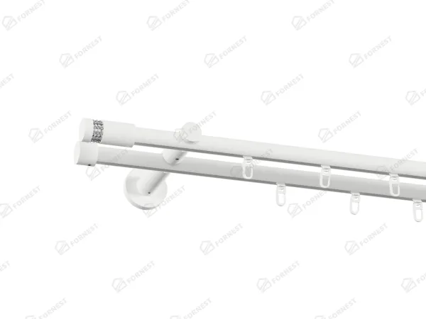 Garniža 19x19mm drážková tyč - 2rady - CYLINDER CRYSTAL - biela