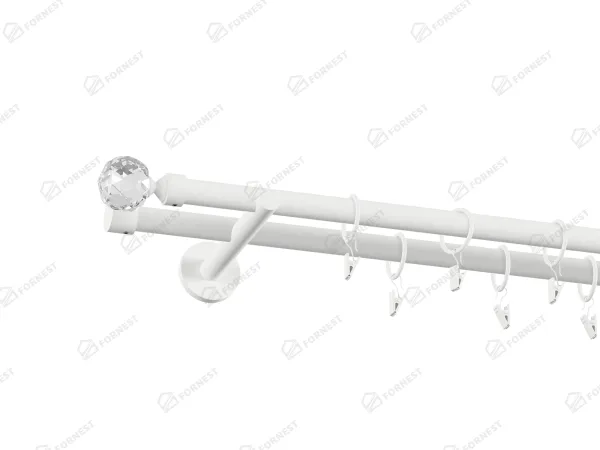 Garniža 19x19mm obyčajná tyč - 2rady - GUĽA CRYSTAL - biela