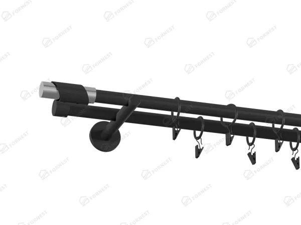 Garniža 19x19mm obyčajná tyč - 2rady - PARIS - čierna