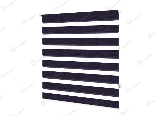 Roleta MINI - deň a noc - látka Maurícius 68 - tmavo fialová (čierny dekor) 1