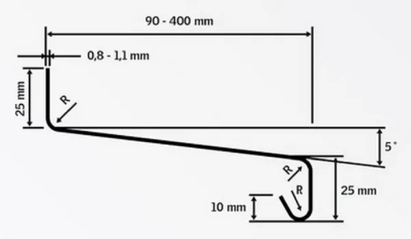 Vonkajšie hliníkové ohýbané parapety - biela RAL 9016 3