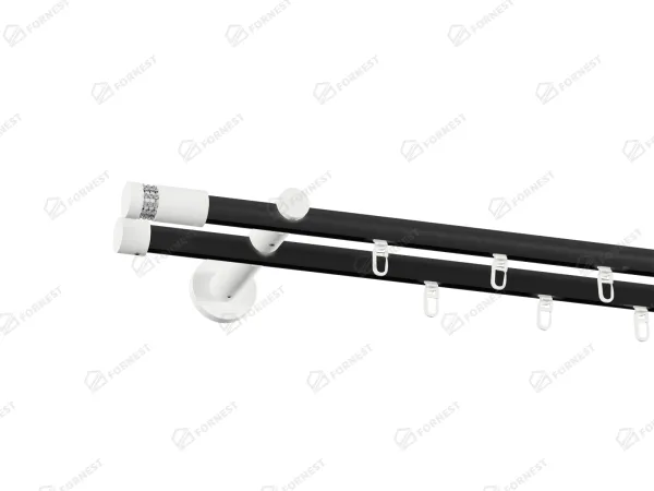 Garniža 19x19mm drážková tyč - 2rady - CYLINDER CRYSTAL - čierno biela