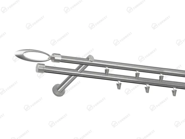 Garniža 19x19mm - drážková tyč - 2rady - TRAPEZIUM - satin