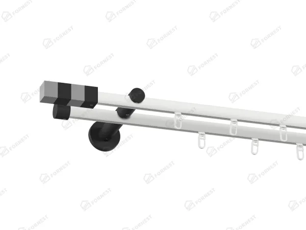 Garniža 19x19mm drážková tyč - 2rady - KVADRAT - bielo čierna