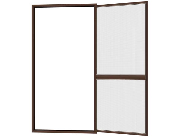 Sieťky na DVERE- pántové v ráme SMART - TMAVOHNEDÁ - s priečkou