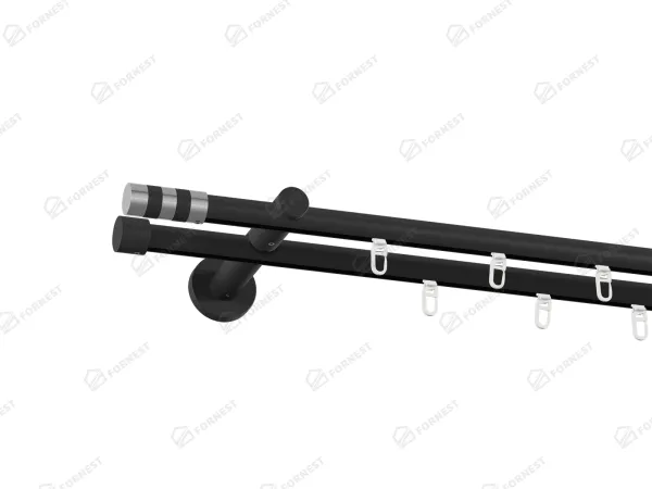 Garniža 19x19mm drážková tyč - 2rady - VALEC - čierna