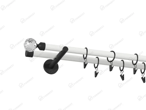 Garniža 19x19mm obyčajná tyč - 2rady - GUĽA CRYSTAL - bielo čierna