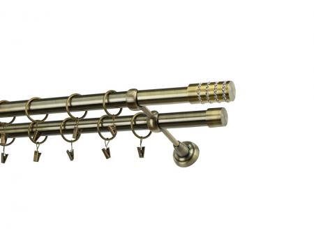 Garniža 25x25mm - 2rady - CYLINDER CRYSTAL - antik