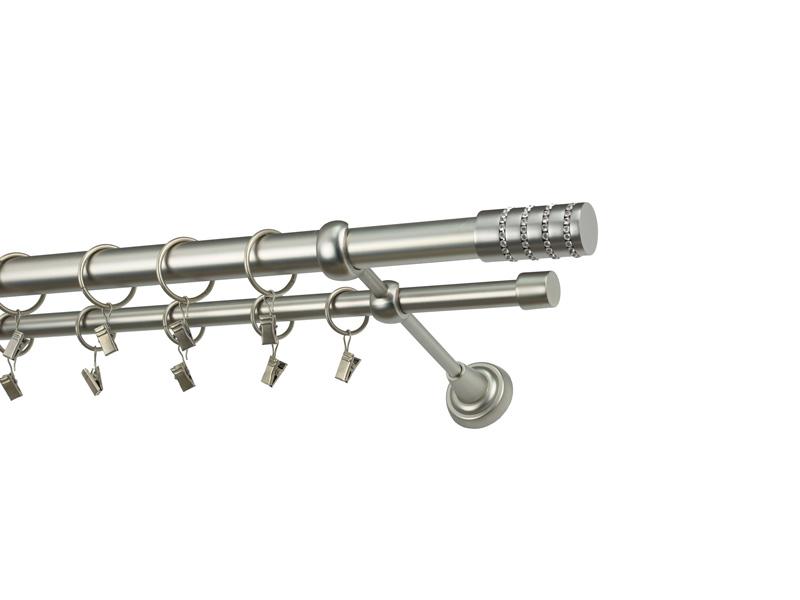 Garniža 25x16mm - 2rady - CYLINDER CRYSTAL - satin