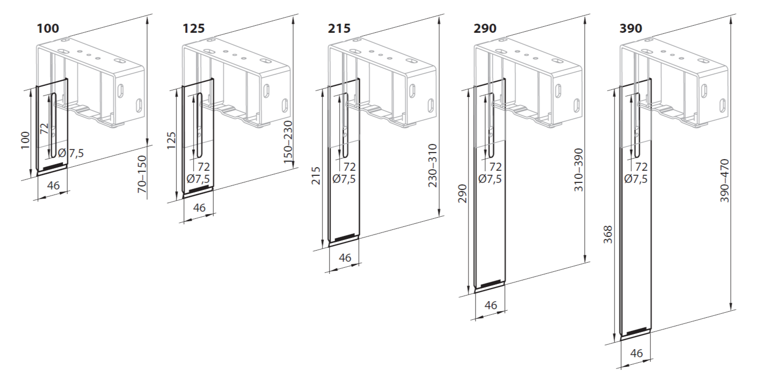 nastavce držiakov ku krycím plechom