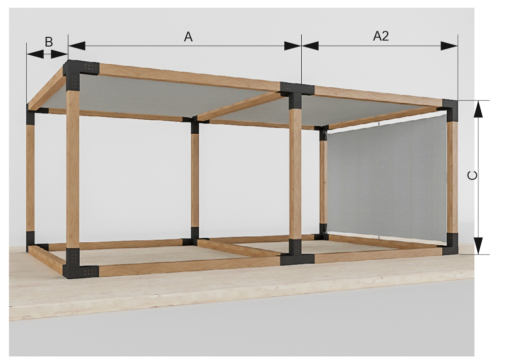 pergola VEGAS - voľne stojaca so spodným vencom - 2 sekčná - rozmery