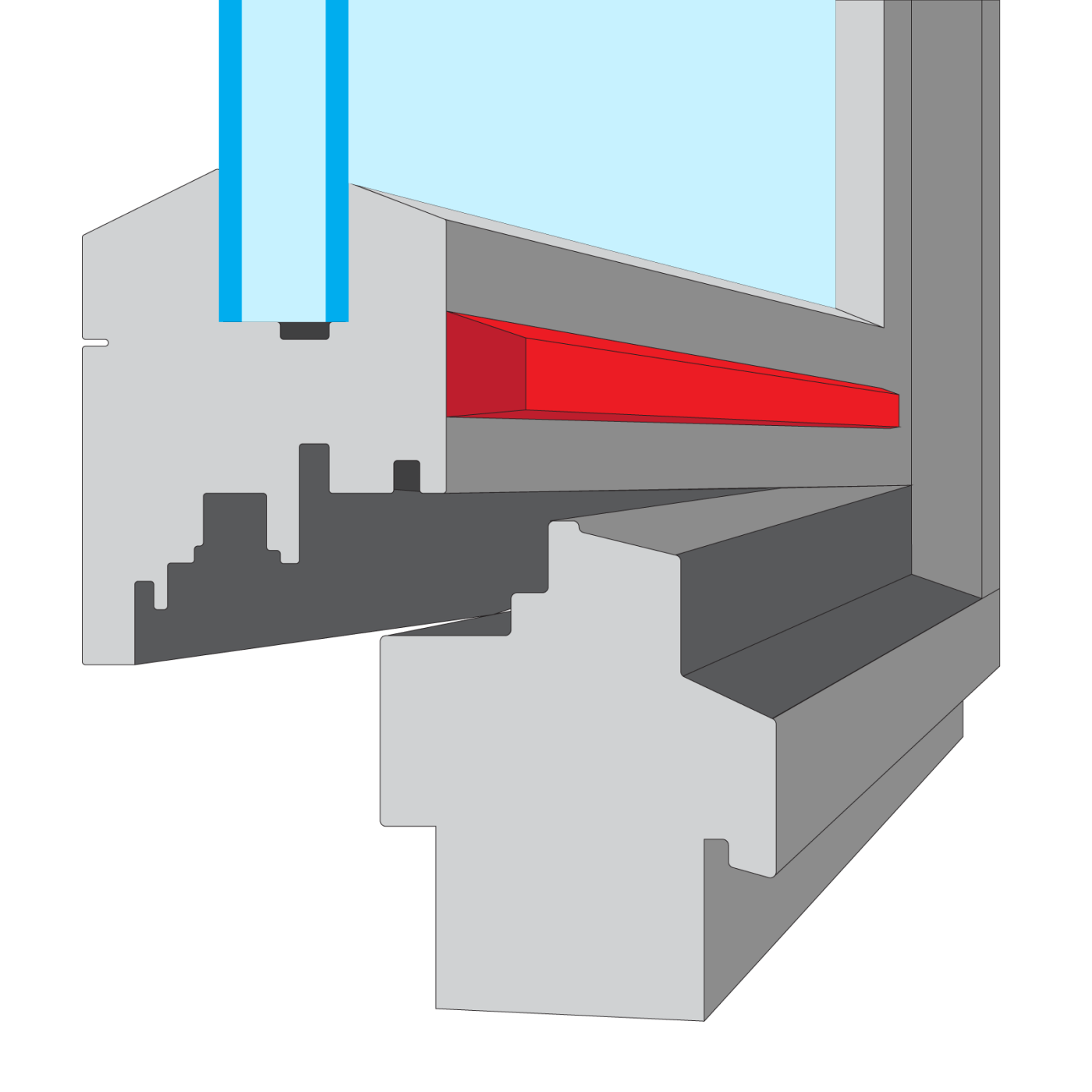 okapová lišta na krídle okna/dverí