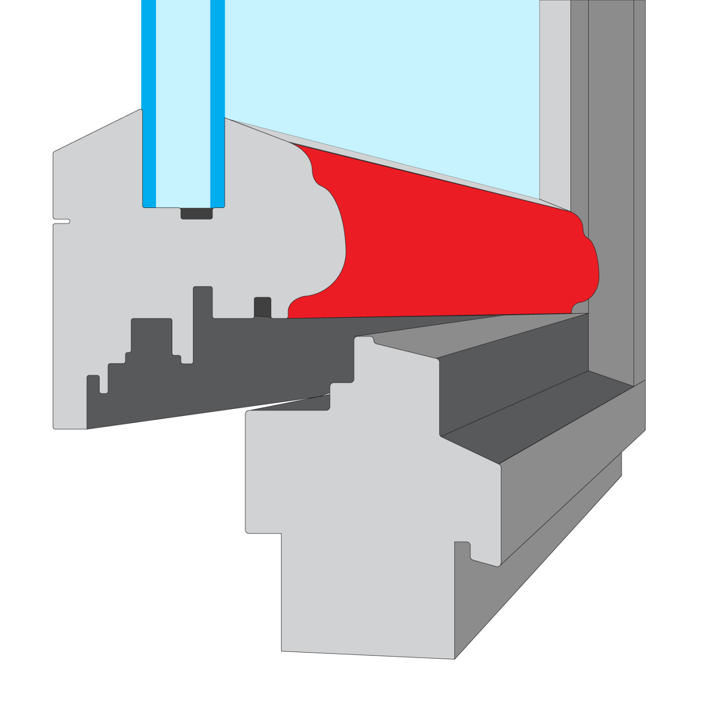 profil okna/dverí je vystupujúci